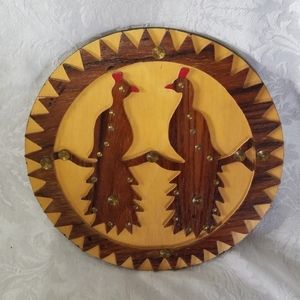 Unique VTG Wood Peacock Wall Plaque